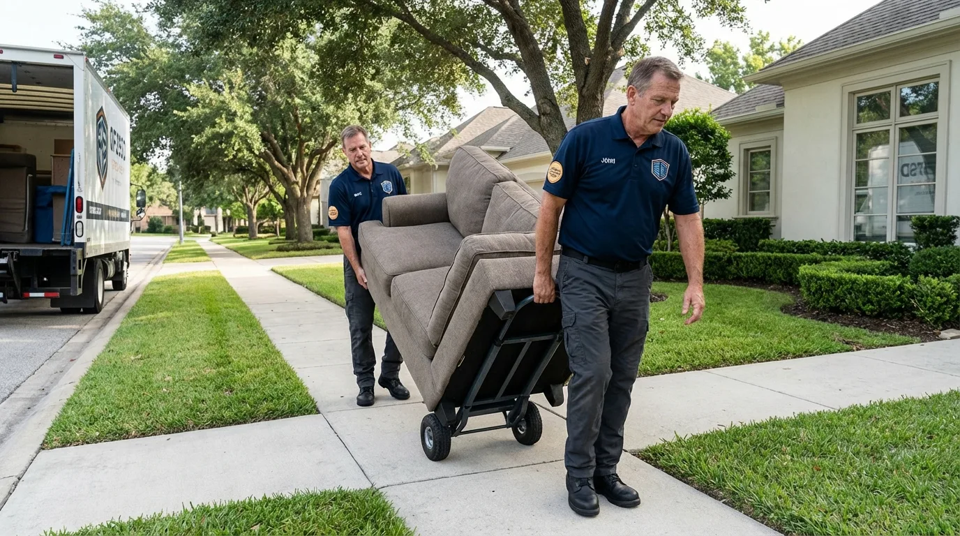Local residential moving crew loading furniture in Hollis Center, ME